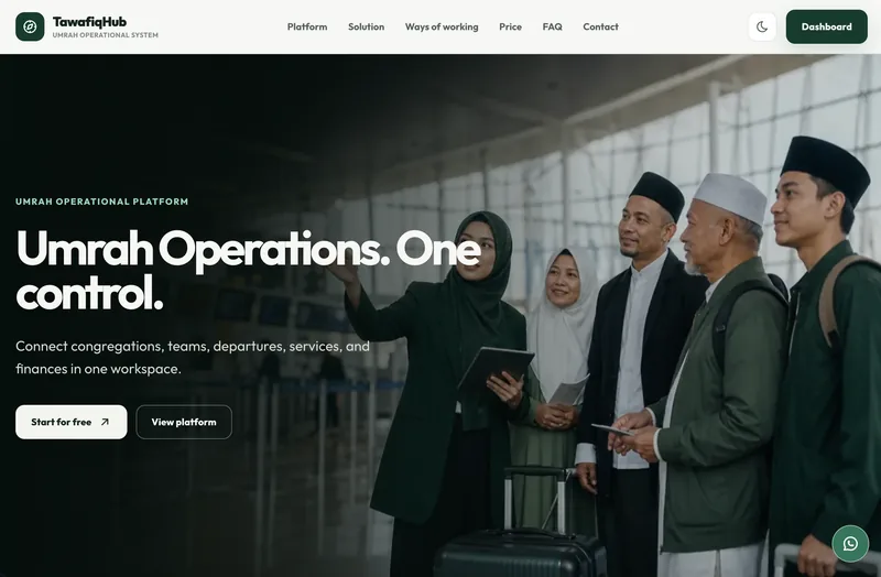 Tawafiqhub: My public side project: an Umrah operations platform connecting congregations, teams, departures, services and finances in one workspace.